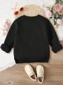 Young Girl Cat Print Thermal Lined Sweatshirt