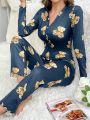 Cute Bear Pattern Printed Jumpsuit