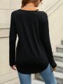 SHEIN LUNE Women's Irregular Shoulder Length T-shirt