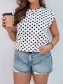 SHEIN LUNE Polka Dot Printed Plus Size T-Shirt