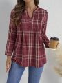 EMERY ROSE Ladies' Plaid Pleated Shirt