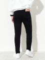 Teenage Boys' New Arrival Ripped Washed Black Jeans, Casual And Fashionable