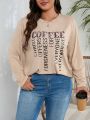 Plus Size Slogan Printed Long Sleeve T-Shirt