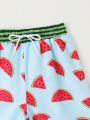 Boys' Watermelon Printed Elastic Waist Beach Pants For Kids