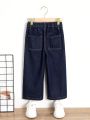 Little Girls' Basic Wide Leg Jeans For Daily Wear