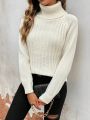 SHEIN Frenchy Burgundy Turtleneck Raglan Sleeve Sweater Pullover