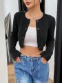 Women's Single Breasted Cropped Cardigan