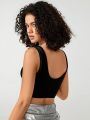 DSWANN Zip Up Crop Tank Top