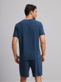 SHEIN Men Solid Top & Shorts Loungewear Set