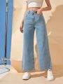 SHEIN Solid Wide Leg Jeans