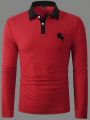 Men's Polo Shirt With Horse Print And Long Sleeves