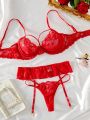 3pcs/Set Sexy Lace Hollow Out Women'S Underwear (Valentine'S Day Edition)