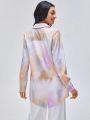 MCiro Tie Dye Button Front Shirt Dress