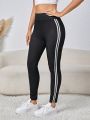 Women's High Waisted Contrast Trim Leggings