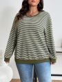 Ladies' Dropped Shoulder Sweatshirt With Wavy Stripes