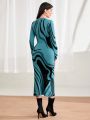 SHEIN Mulvari Graphic Pattern Sweater Dress Without Belt