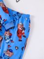 SHEIN Kids EVRYDAY Toddler Boys' Cartoon Printed Sweatshirt And Sweatpants Set