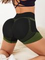 Yoga Future Striped Print Wideband Waist Sports Shorts