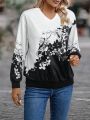 Floral Print Drop Shoulder Sweatshirt