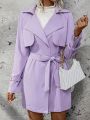 SHEIN Frenchy Lapel Neck Open Front Trench Coat