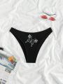 SHEIN Swim Y2GLAM Women's Butterfly Rhinestone Design Bikini Bottom