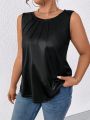 SHEIN LUNE Plus Size Solid Color Sleeveless Tank Top For Leisure