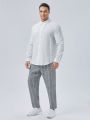 SHEIN Extended Sizes Men Plus Solid Shirt & Plaid Pants