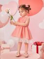 Heart Pleated Ruffle Mesh Baby Girl Dress