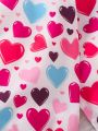 SHEIN Kids CHARMNG Girls' Heart Pattern Hooded Jacket For Little Girls