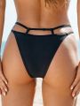 Solid Color Hollow Out Detail Swimsuit Bottom