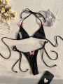 SHEIN Swim SXY Bikini Set With 3d Butterfly Decorations, Tied Sides