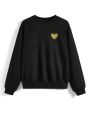 Retro Characters Women'S Long Sleeve Sweatshirt With Smiling Face Print