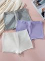 3pcs Solid Boyshorts