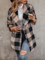 Buffalo Plaid Pattern Double Breasted Teddy Coat