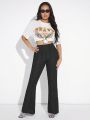 SHEIN SXY Solid Color High Waist Flared Pants