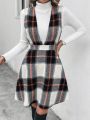 SHEIN Frenchy Women's Plaid Overall Dress