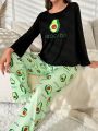 Letter & Cartoon Graphic PJ Set