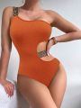 SHEIN Swim Chicsea One-Piece Swimsuit With Hollow Metal Decoration