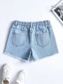 Tween Girls' Distressed Wide Leg Denim Shorts