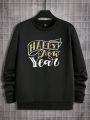 Manfinity Hypemode Men'S Round Neck Happy New Year Printed Sweatshirt