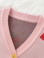 Baby Girls' Strawberry Pattern Button-up Cardigan