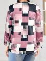 Plus Size Women's Geometric Print Long Sleeve T-shirt