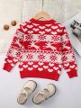 SHEIN Kids QTFun Young Girl Christmas Pattern Sweater