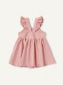 Cozy Cub Baby Girls' Solid Color Ruffled Square Neckline Waist Cinched Dress