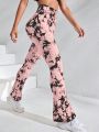 SHEIN Yoga Trendy Tie Dye Flare Leg Sports Pants