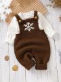Baby Boy Snowflake Pattern Knit Jumpsuit Without Tee