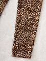 SHEIN Kids KDOMO Young Girls' Casual Leopard Print Soft Comfy Leggings