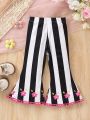 Baby Girls' Striped Flower Printed Flare Pants