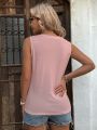 SHEIN LUNE Solid Color Crew Neck Casual Tank Top