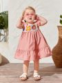 SHEIN Baby Girl's Casual Ruffle Hem Sleeveless Dress With Shoulder Straps